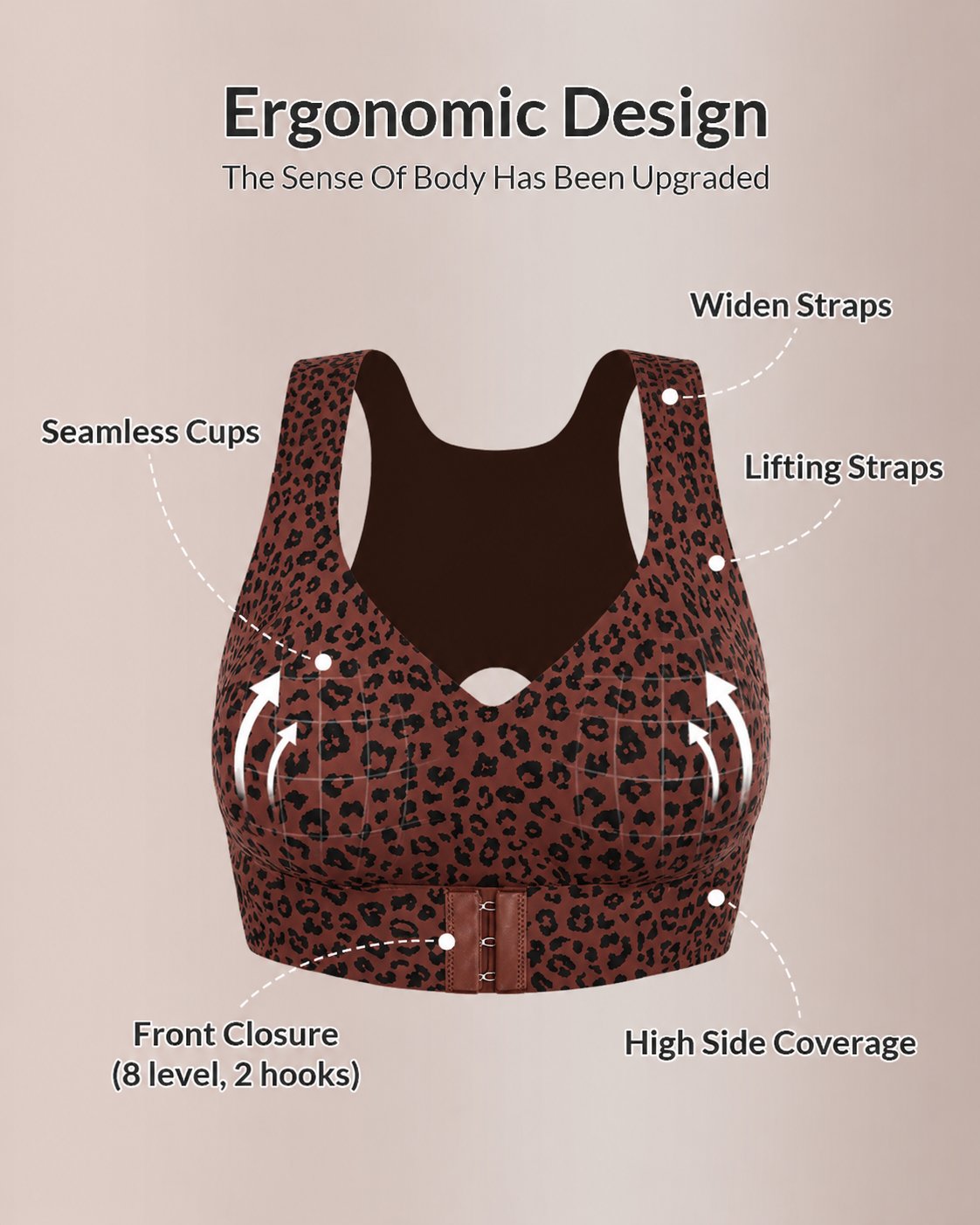 Clare Cross Back Front Closure Wireless Posture Bra