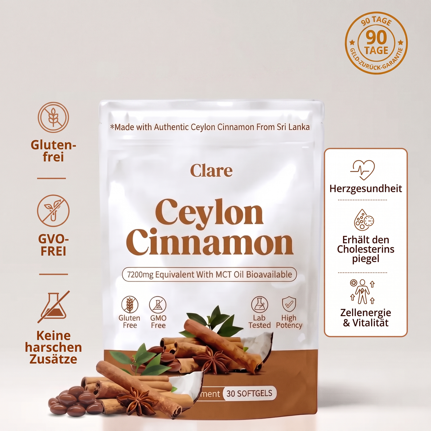 Clare Ceylon-Zimt 7.200 mg mit MCT-Öl